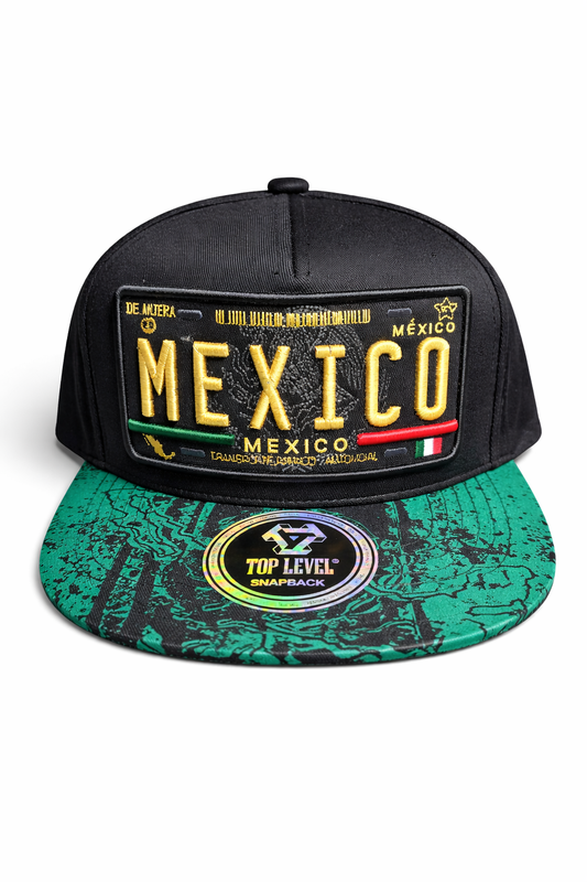 Gorra Snapback Herencia México – Negra con Visera Verde | Bordado Premium