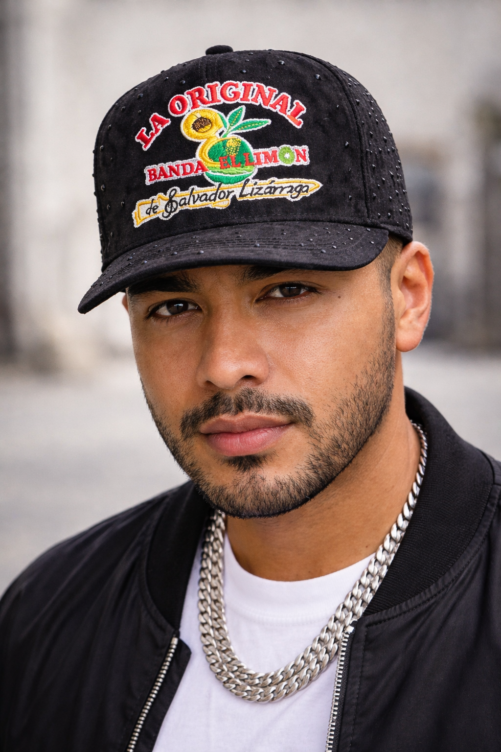 La Original Banda El Limón Gorra Snapback Negra con Diamantes